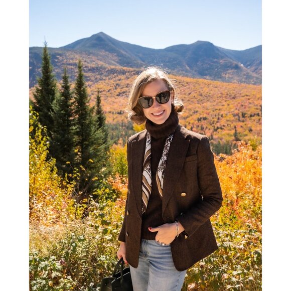 NWT J.Crew Bristol Blazer in Chocolate Umber Herringbone Wool Double-Breasted 12 - Picture 7 of 7